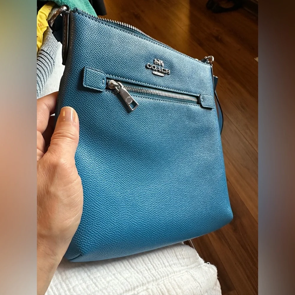 Coach Blue Crossbody Bag with Gold Hardware